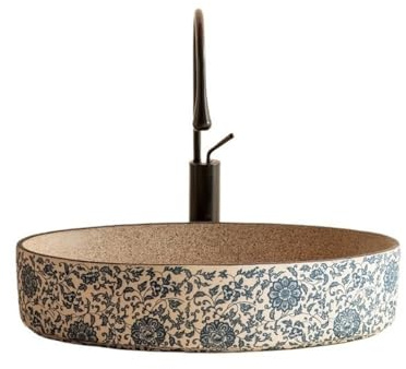 Linmeas-753 Countertop Bathroom Sinks Oval Ceramic Bathroom Sink Balcony Toilet Outdoor Washstand Basin (Including Accessories) Counter Bowl Sinks