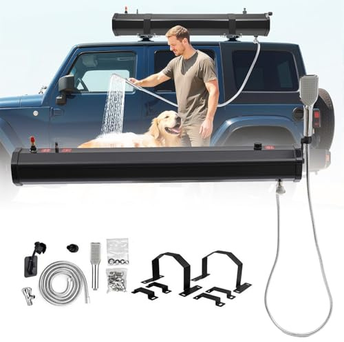Giuggiolared Ducha portátil para Camping, Tanque de Agua presurizado, Cabezal de Ducha portátil de Mano con Manguera, Ducha de Techo para camioneta, SUV, RV, vehículo Todoterreno. 30L
