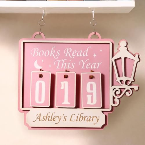 BFBZYME Personalized Books Read Tracker, This Year Books Reading Counter, Hanging Bookshelf Decor, Customized Gift For Readers, Bookshelf Decor Signs & Plaques, Birthday Gifts For Teachers, Bookworms