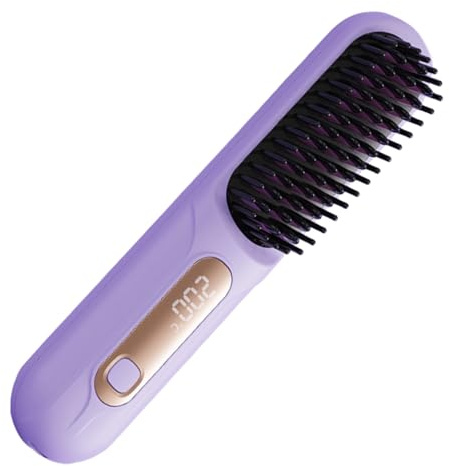 Cepillo Alisador de Pelo 3 Temperaturas de Calentamiento Rápido Peine | Alisador de Cabello Portátil de Cerámica con Iones Negativos para Mujeres, Niñas, Viaje y Estilizado en