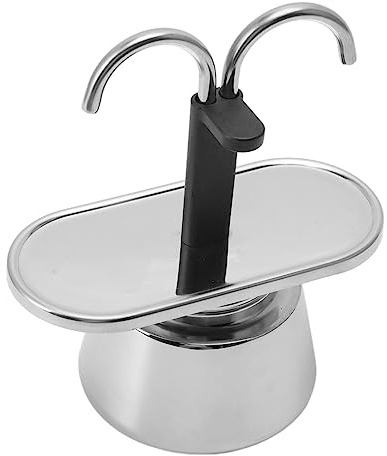 HUSHUI Moka de 2 Tazas, de Acero Inoxidable para Preparación en Estufa, Tamaño Compacto de Viaje con Diseño Elegante, Ideal para Amantes del café