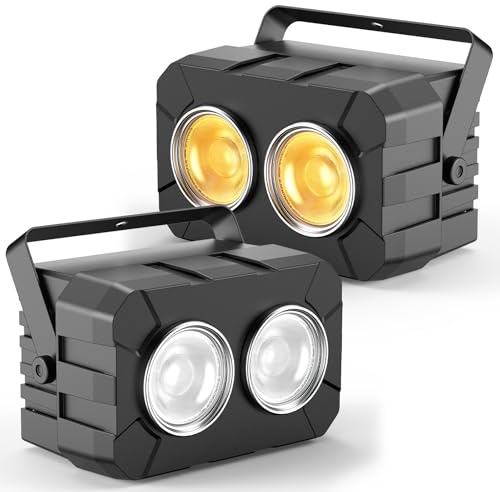 Erreyht 2PCS 150W COB Par LED Blanc Froid/Chaud Lumiere Theatre, Éclairage de Scène avec DMX8CH Maître-Esclave, Lumiere Stroboscopique pour église Mariage Photographie Fête Halloween Noël