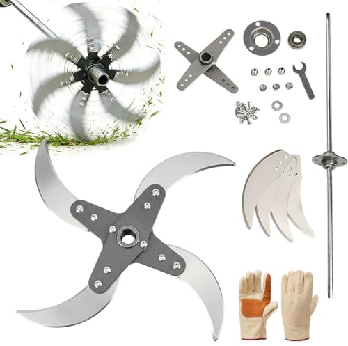 Set di lame regolabili per tritaerba domestico, 4/6 lame in acciaio inossidabile per verdure ed erba per agricoltori, design con 12 fori di montaggio per alimentazione del bestiame, adatto per albero