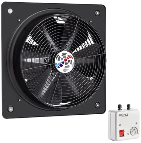 BSMS Axialventilator 230V Wandlüfter Axiallüfter Wand u. Fenster Ventilator Lüfter Wandventilator Axial Fenster Gebläse Wandgebläse Axialgebläse mit Drehzahlregler 5A Regler (450)