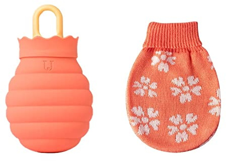 JINGYAN Bouillottes 1 PC Sac à eau chaude en silicone micro-ondes vivant gel hiver la main bouteille chaleureuse chaleur chauffage de silice bouteilles couvre-tricot(Orange)