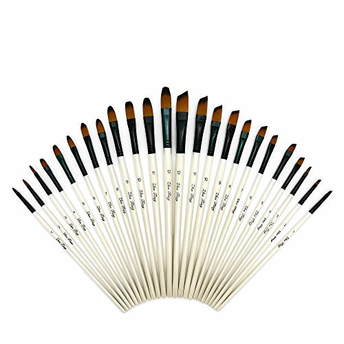 Boclay Malen Pinsel Set 24 teilig, Nylonhaar Holzgriff Schrägpinsel Katzenzungenpinsel, Künstlerbedarf, Künstlerpinsel Malerpinsel für Acryl Gouache Aquarell Ölgemälde Wasserfarben Malerei