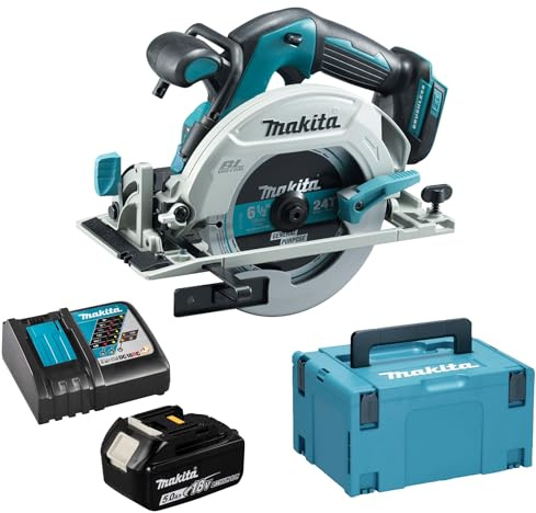 Makita DHS 680 RT1J Akku Handkreissäge 18 V 165 mm Brushless + 1x Akku 5,0 Ah + Ladegerät + Makpac