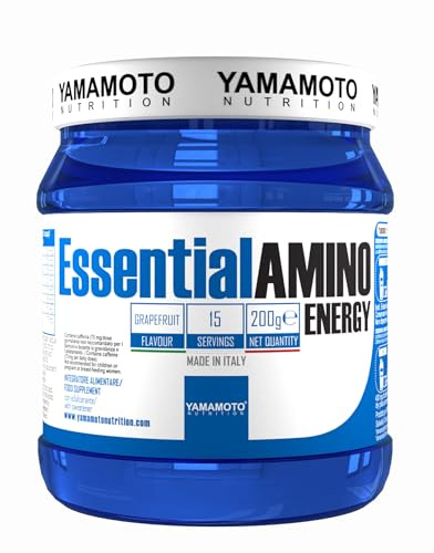 YAMAMOTO NUTRITION Essential AMINO ENERGY 200 gr, Integratore di Amminoacidi Essenziali Fermentati EAA e Ramificati BCAA 2:1:1, con Aggiunta di Acqua di Cocco e Caffeina, Gusto Pompelmo