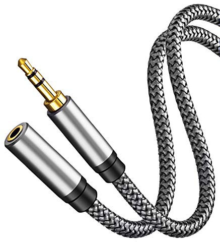 Audio Extension Cable 1M,Audio Auxiliary Stereo Extension Audio Cable 3.5mm Stereo Jack Male to Female, Stereo Jack Cord for Phones, Headphones, Tablets, PCs, MP3 Players and More(1M/3Ft, Silver)