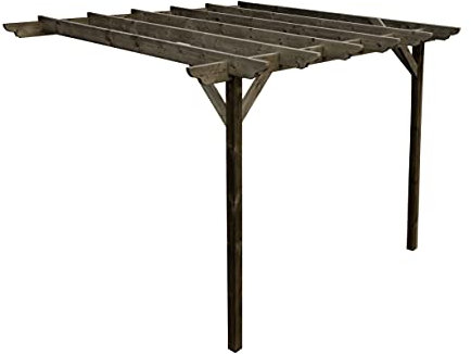 Wooden Garden Lean-to Pergola Kit - Dinasty Design Shade Canopy Gazebo (3m x 3m, Rustic brown)