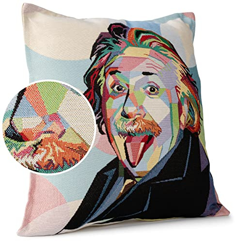ANRO Kissenbezug Dekokissen Kissen Sofakissen Kissenbezüge Kissenhülle Gobelin Motiv Albert Einstein 45x45cm mit Füllung