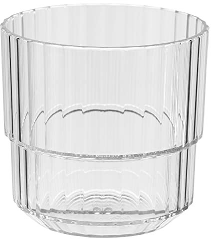 APS Gobelet Linea - Verre à boire en plastique Tritan de qualité supérieure de 0,22 l, sans BPA, empilable, incassable, réutilisable et lavable au lave-vaisselle, 220 ml, transparent
