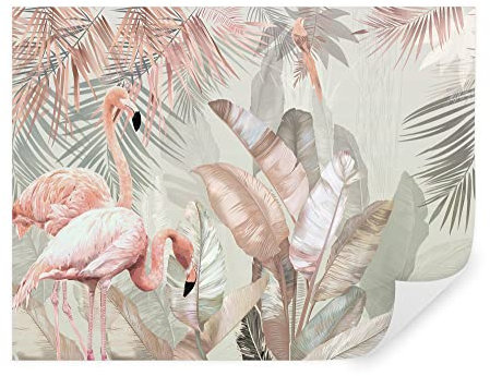 Tapeko Papier Peint Panoramique 260x180 cm 3D Effet style Jungle Tropical Feuilles Plantes Papier Peint intissé Chambre Salon Décoration Murale u21344v1