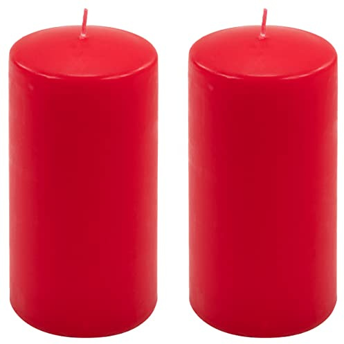 Stumpenkerze rot Höhe 15 cm Ø 7,5 cm lange Brenndauer Rund-Kerze Säulenkerzen Kerzen-Deko Tafelkerzen Weihnachts-Kerzen Hochzeit (2)