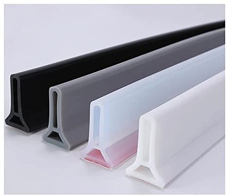 Duschwasserstop Duschschwelle Selbstklebend Siliko 78 Inch/2m Dusche Wasserstop Wasserdichter Streifen, Barriere aus Silikon für Dusche, Silikondichtung für Nass-Und Trockentrennung ( Color : Schwarz