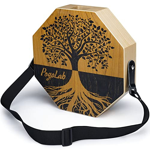 POGOLAB Cajon Instrument mit Snare und Basston für akustische Musik, tragbare Reise-Cajon Schlagwerk mit verstellbarem Riemen, akustisches Schlaginstrument für Einsteiger und unterwegs(Naturbraun)