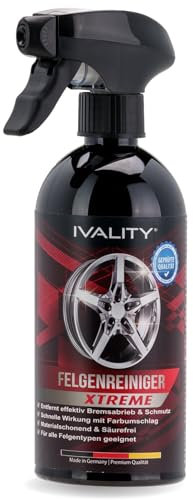 Ivality® Premium Felgenreiniger Set - Mit Wirkindikator & schonend - Felgen Reiniger Auto, Rim Cleaner, Alufelgen Reiniger, Wheel Cleaner, Alu Felgen Reinigung, Detailing Pinsel + 2 Mikrofasertücher