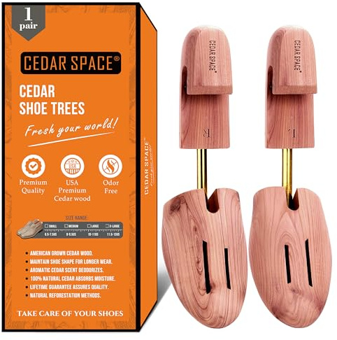 Cedar Space Schuhspanner aus Holz, 6,5–14 Größen, Zedernholz, Schuhspanner für Herren, Sneaker, Stiefel, Originale Holzfarbe, Small (Fits Shoe Sizes 6.5-8.5)
