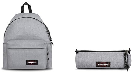 EASTPAK SAC DOS PADDED 24L AUTHENTIC SUNDAY GREY & Round Single Trousse, 21 cm, Gris (Sunday Grey)