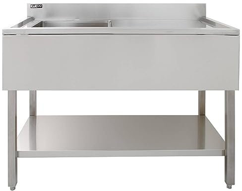 Catering Sink Stainless Steel Commercial Kitchen Restaurant Bar Utility Single Bowl Right Hand Drainer Free Standing Lower Storage Shelf Adjustable Feet Splashback 90 x 120 x 60cm FREE Strainer Plug