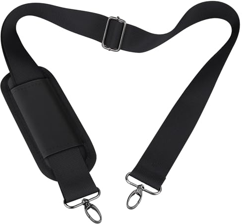 Alfheim 56 inch Adjustable Shoulder Strap with Metal Swivel Hooks | Universal Replacement, Non-Slip Detachable Padded, for Laptop Messenger Bag/Shoulder Bag/Briefcase, Black