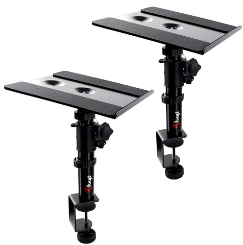 Tlingt Studio-Monitor- und Lautsprecherständer, 24,1 x 22,6 cm, Metallablage, -10° bis +10° Neigungswinkel, passend für eine Vielzahl von Monitor-Lautsprechern, Bücherregal-Lautsprechern, Laptops
