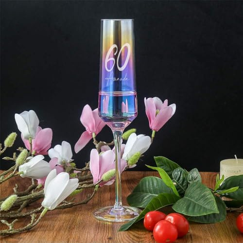 Personalised 60th Birthday Iridescent Champagne Prosecco Glass Gift
