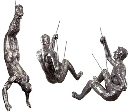 VINGAA Kletterer Skulptur Moderne Dekorative Wandkunst Männliche Skulptur Kletterer Männer Figuren Wandbehang Einfachheit Harz Klettermann Wandkunst für Zuhause und Büro Dekoration (3er Set)