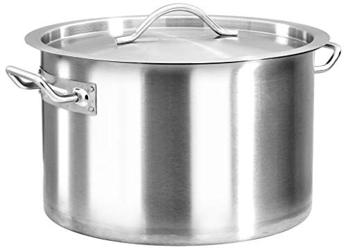 Marmite Traiteur à Induction avec Couvercle, Faitout en Acier Inoxydable pour Soupe 24 L 36x24 cm