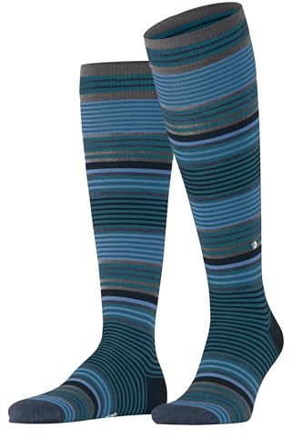 Burlington Herren Kniestrümpfe Stripe M Kh Wolle lang gemustert 1 Paar, Blau Lagoon 6908, 40-46