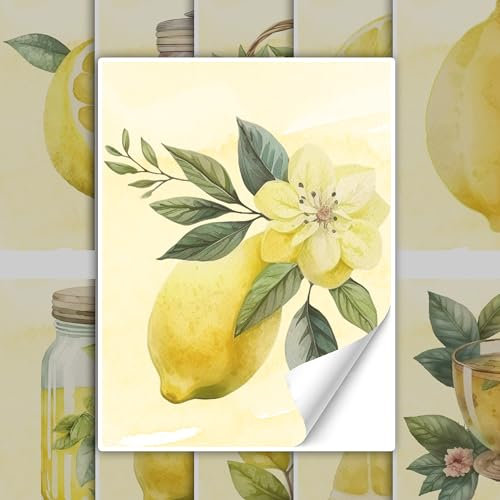 GRAZDesign Fliesenaufkleber Küche Zitronen Gelb Grüne Fliesenbilder selbstklebend - 15x20cm / 30 Stück