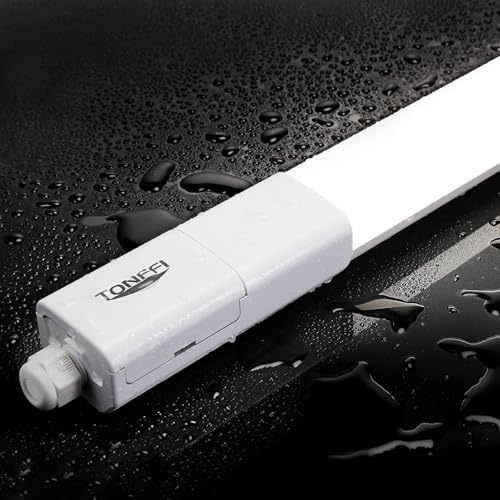 TONFFI 3 Stück LED Feuchtraumleuchte 150CM, 4000K Neutralweiß Verknüpfbar LED Deckenleuchte Röhre 60W, IP65 Wasserfest Wannenleuchte Werkstattlampe 7000LM für Keller Lager Garage Warenhaus