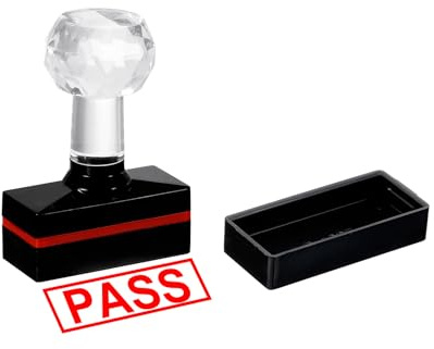PATIKIL Timbro Auto-Inchiostrante Pass, Timbri per Ufficio con Inchiostro Rosso Timbro per Messaggi Preinchiostrato Timbro Aziendale Ricaricabile, Nero.