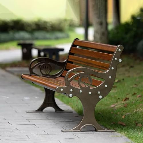 SORVA Gartenbank für draußen, Parkbank aus Metall für die Terrasse, Verandabank mit Rahmen aus Aluminiumguss, wetterfester Lattensitz, für Hinterhof, Terrasse, Rasen, Poolrand, Park (Größe: 150 cm