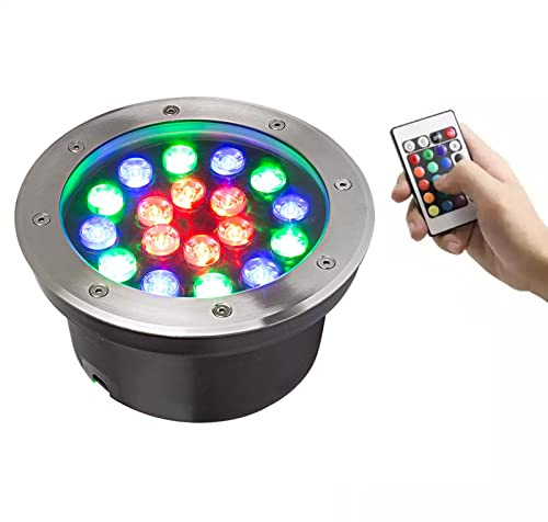 MIKOTR Faretti LED Esterno Incasso RGB Cambio di Colore Faretti Incasso Pavimento Esterno Dimmerabile IP67 Impermeabile per Giardino, Esterno, Decorazione del Paesaggio(12W,AC85-220V)