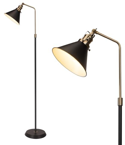 HonoDing Lampadaires pour salon avec abat-jour en fer noir et bronze ajustable à 360°,Lampadaire avec ampoule E27 A19, grande lampe sur pied de 58,26 pouces pour chambre à coucher et bureau