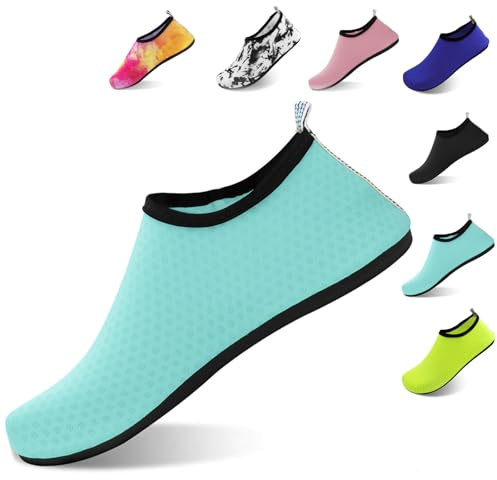 FANWINKJ Chaussures de Natation, Chaussures de Yoga, Chaussures d'eau Respirantes et stylées pour la Plage, Le Sport, Le Surf et la Natation, Hommes et Femmes,Lac-Bleu-40-41