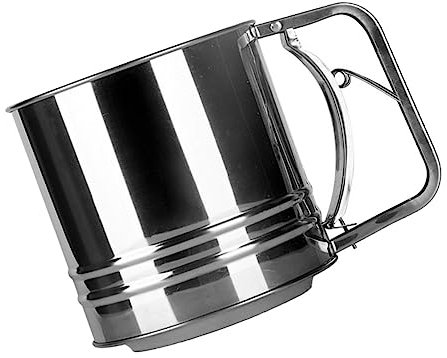 KICHOUSE Hand Crank Flour Sifter Large Stainless Steel Flour Sugar Powder Sifter for Baking and Cooking