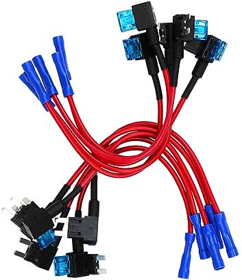 ULTECHNOVO 6stücke Mini Sicherung Adapter ACS Tap Dual Circuit Halter Mit Einsätze Flachstecksicherung Kabel Für Stromabgriff Spannung