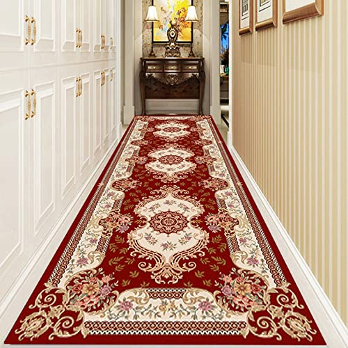 Tappeto passatoia vintage rosso per corridoio, cucina, scale, corridoio, tappeto tradizionale stretto, 0,8 m x 4 m di lunghezza, tappeti in diverse lunghezze
