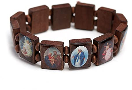 Jewelry Jesus-Armband, mehrfarbig, Jesus, Holz-Armbänder, für Damen und Herren, Heiliger aus Holz
