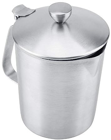 Bafnsiji Milk Jug, Frothing Cup, Tasse de Lait en Acier Inoxydable, Milk Frothing Pitcher Jug avec Couvercle, Milk Jug pour Latte Coffee Art Cappuccino Office Kitchen