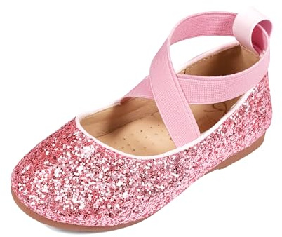 TRIWORIAE-Chaussures de Princesse pour Filles avec Paillettes Scintillantes pour Fêtes, Anniversaires Rose 26