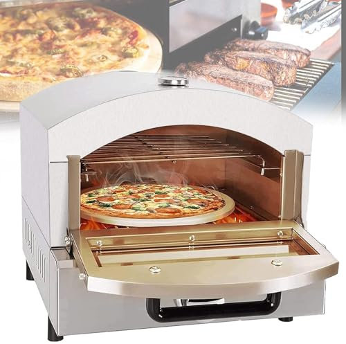 Forno elettrico per pizza a 2 piani, forno per pizza da esterno, forno per pizza versatile, griglia per pizza in acciaio inox, frittura, affumicatura, cottura a vapore o cottura al forno per principi