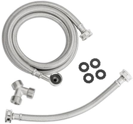PLUMBINGMASTER 6FT Steam Dryer Hose Installation Kit，90 Degree Elbow Dryer Steam Hose Kit, Inlet Adapter Hose and Y Connector Fit to All Steam Dryers