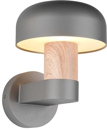 Trio Leuchten Außen Wandleuchte Fraser 262560135, Aluminium Druckguss Anthrazit/Print Holznachbildung, exkl. 1x E27 |