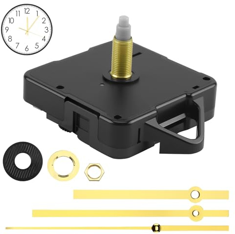 Reloj silencioso del movimiento largo del árbol, movimiento para reloj de pared de 24 mm, fácil de instalar, para la reparación de relojes de pared, proyectos de decoración DIY (dorado)