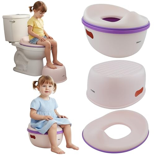 Merkan Töpfchen Sitzauflage Toilette, Touristentopf, Kinderfuß, Tragbar, 3in1 Nachttasse (Rosa)