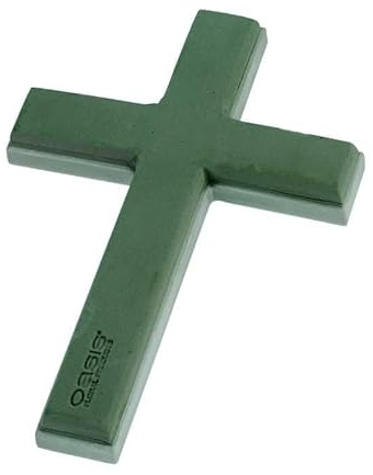 INNA-Glas Oasis Nass-Steckschaum Kreuz AZILA, grün, 46x31x4,5cm | Trauerfloristik, EcoBase Hartschaumboden, Aufstellhölzer - Nasssteckmasse