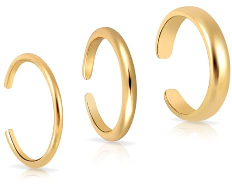 Mikovivi 3stk Verstellbare Zehenringe, DünNe Zehenringe mit Offenem Band Eleganter Fußschmuck für den Sommerstrand für Damen (Gold)